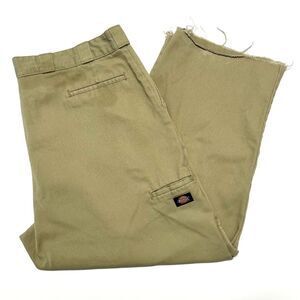 Dickies Mens Grunge‎ Raw Hem Khaki Pants, Dickies Distressed Fray Tan Pants 450